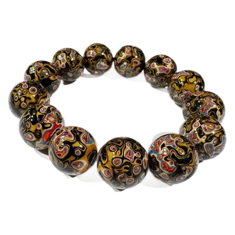 Lacquer craft Handmade Boutique Buddhist beads bracelet purple sandalwood black gold mother-of-pearl inlaid bracelet